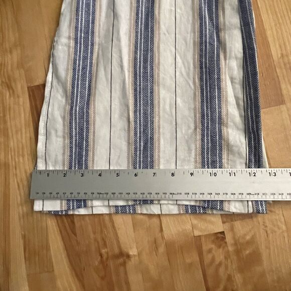 Indigo Rein Pants Linen Blend Striped Belted Waist Cropped Sz Medium NWT - Picture 10 of 12